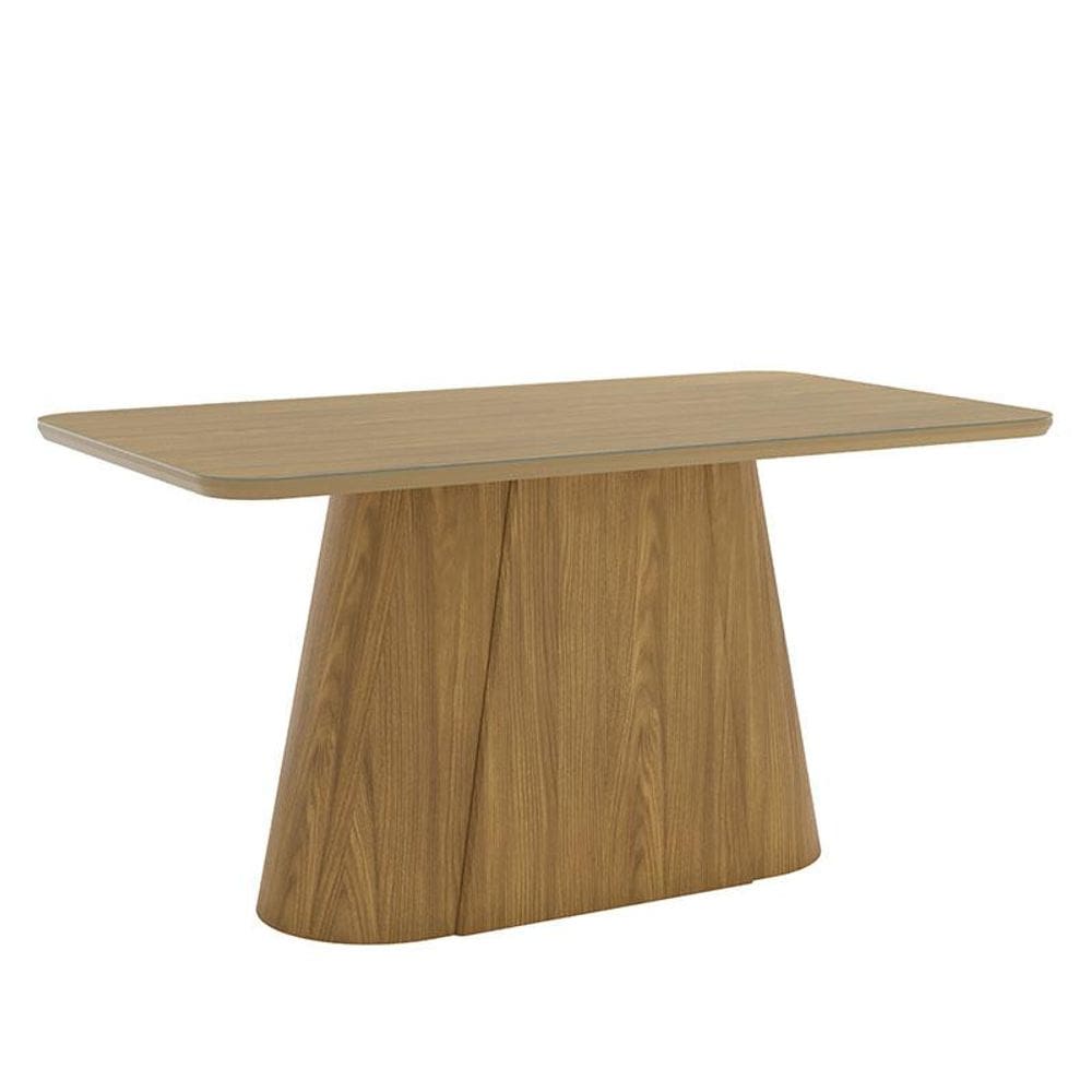 Mesa de Jantar Olivia 160 cm Canto Arredondado com Vidro Nature – Henn