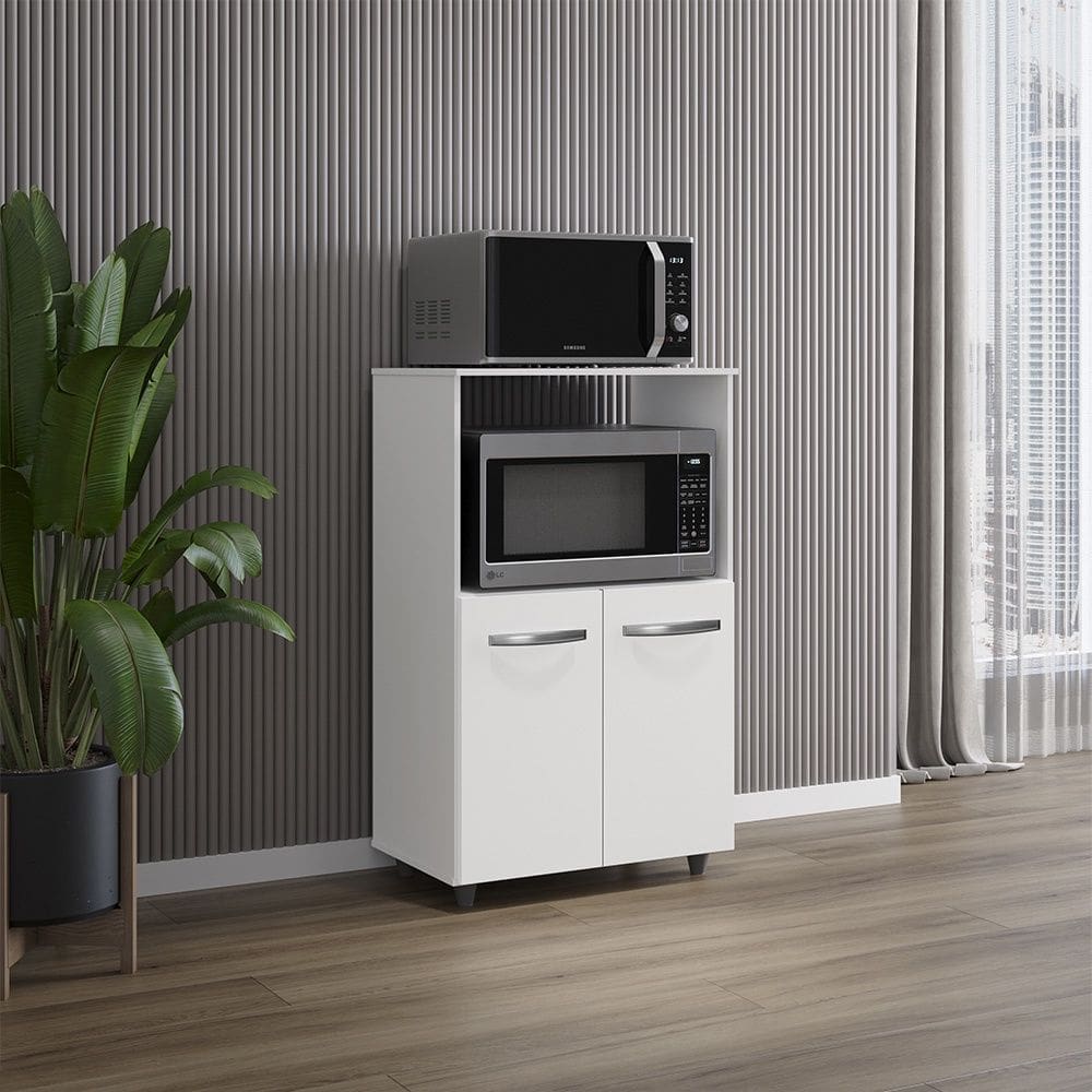 Armário Balcão Multiuso para Cozinha Micro-ondas e Forno Tais 02 Portas Branco Moblis