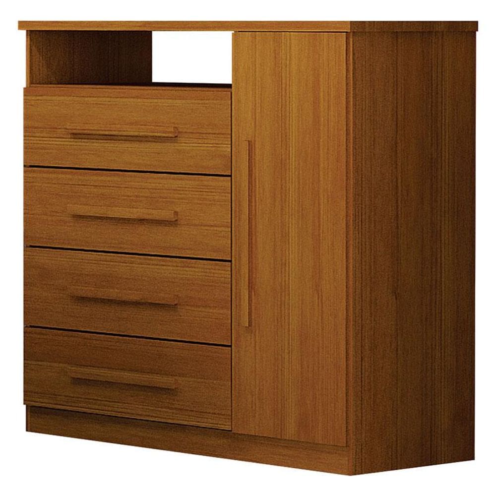 Cômoda Diamante 4 Gavetas 1 Porta Cinamomo – Leifer Móveis