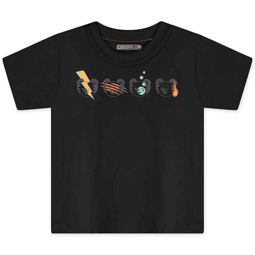 Camiseta Manga Curta Tigor T Tigre Elementos Infantil Preto