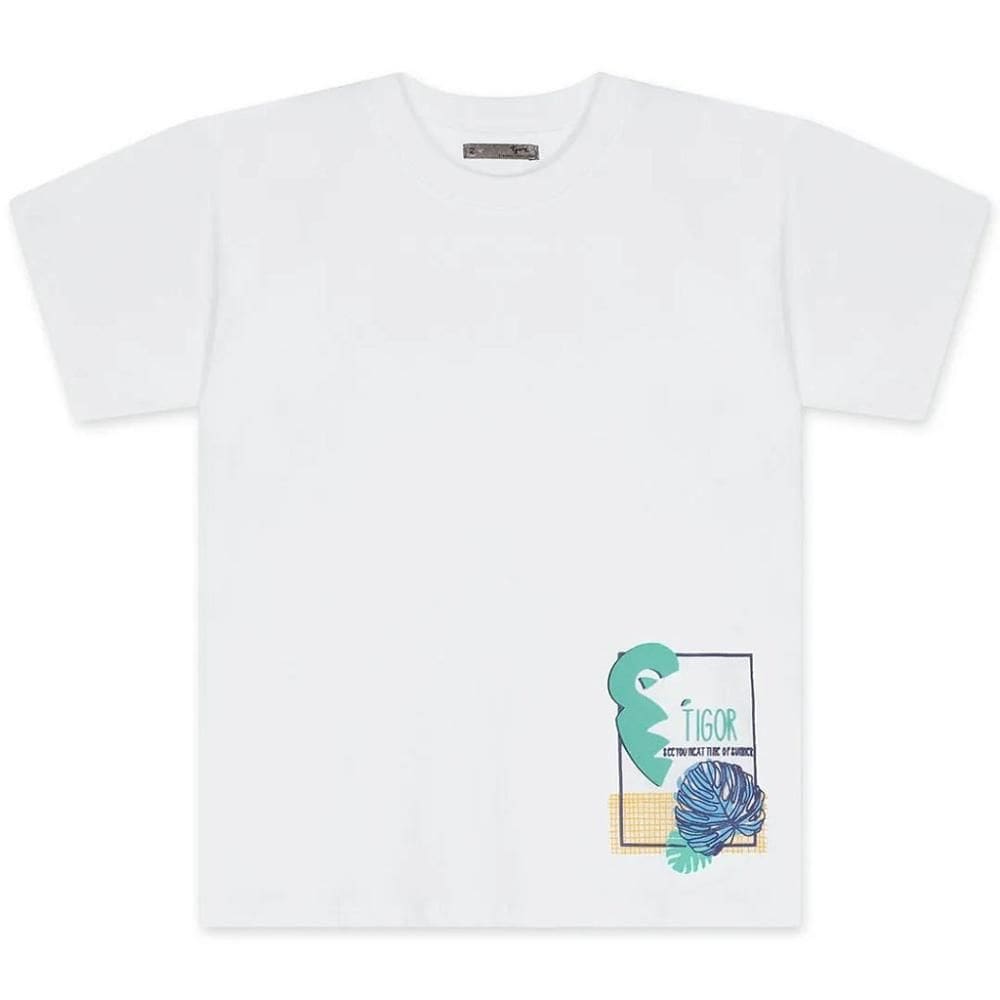 Camiseta Manga Curta Tigor T Tigre Tropical Branco