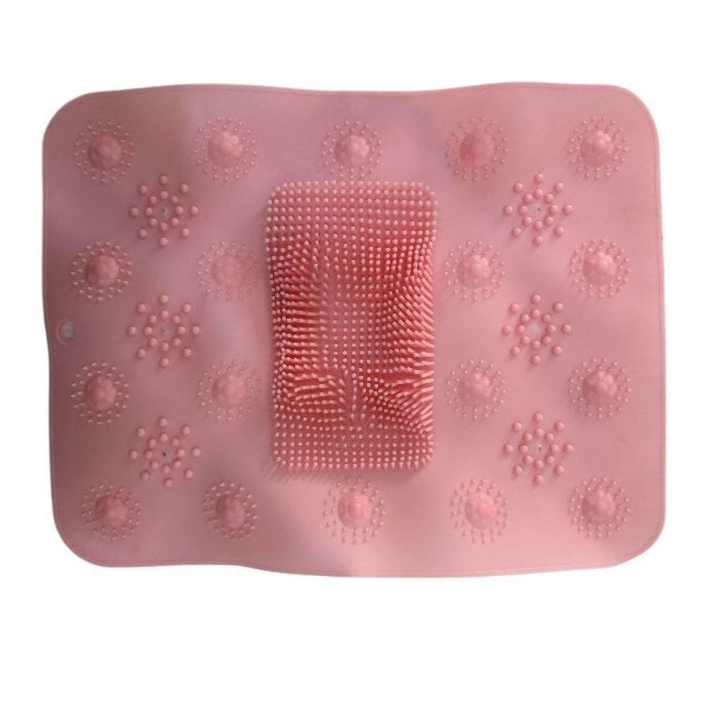 Tapete Silicone Redondo Antiderrapante Massageador Limpeza Pés Banho De Box Cor:rosa Quadrado