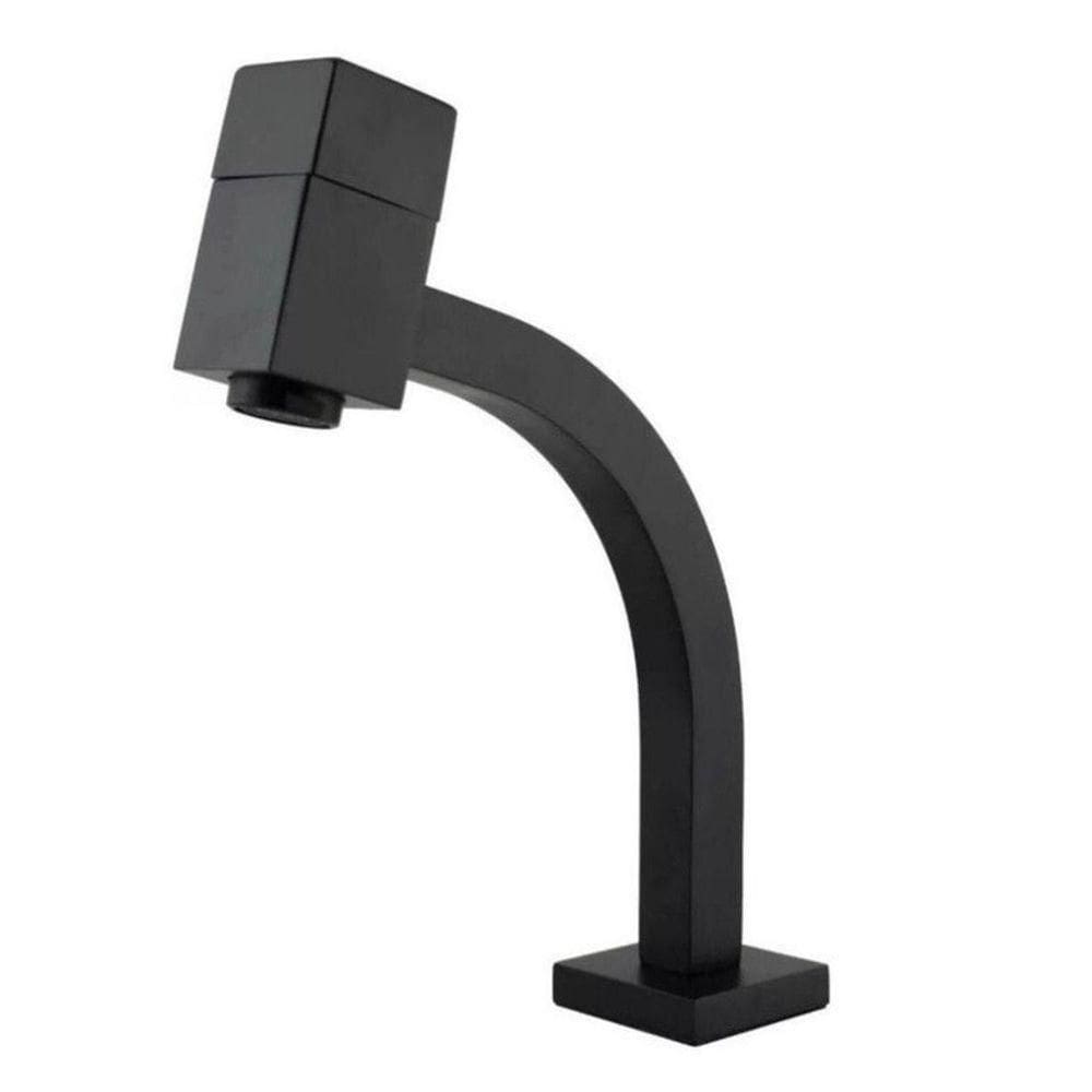 Torneira Link Quadrada Banheiro Preta 1-4 De Volta Bica Baixa Lavabo Luxo Gourmet Black Pia