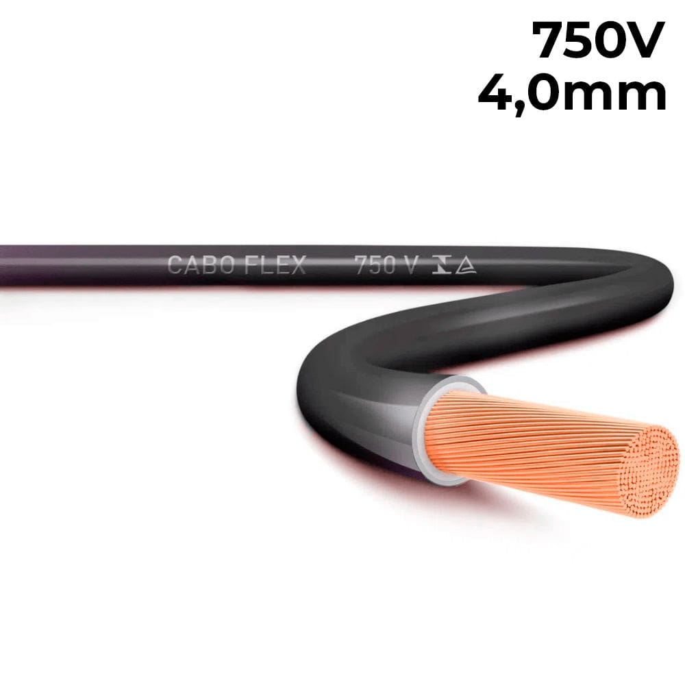 Metro Cabo de Energia Flexível 750 Volts 4,00mm Preto Megatron