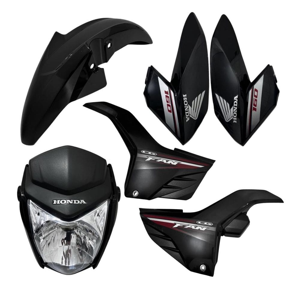 Kit Carenagem Completo Adesivado Cg160 Fan160 2017 Preto