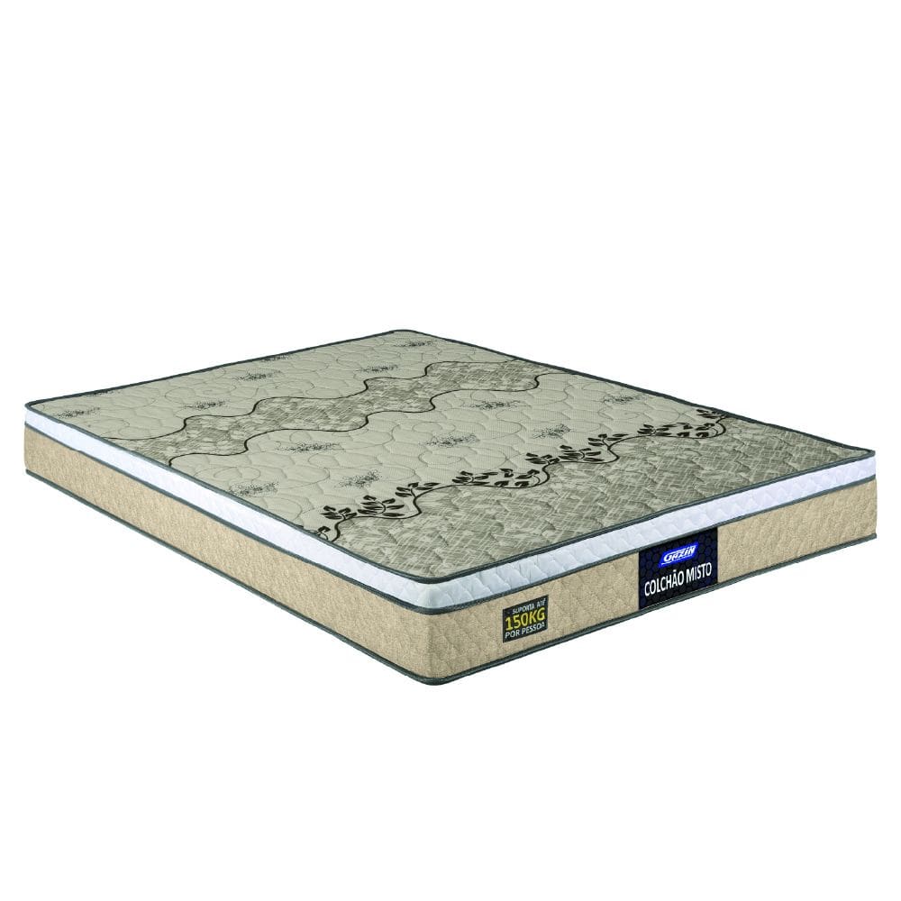 Colchão Casal Espuma D33 Fort Gazin 138x188x21cm Bege/Branco - Suporta até 150kg por Pessoa