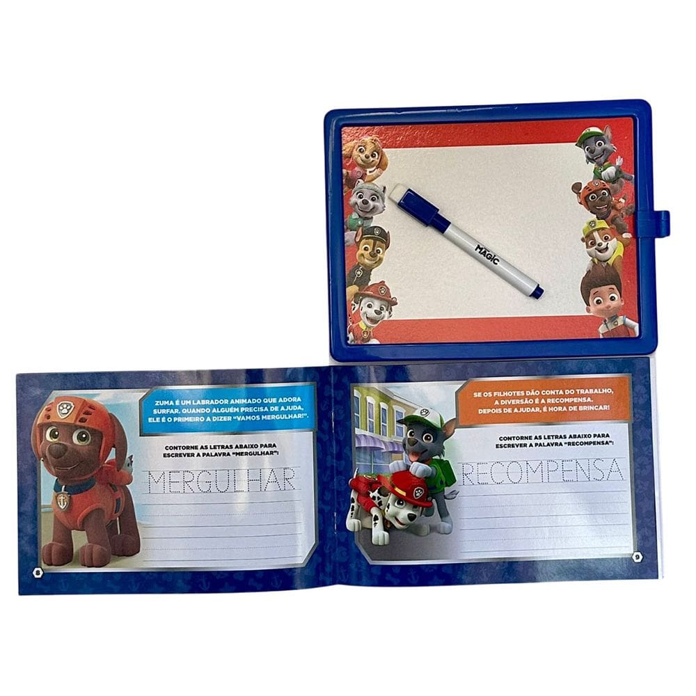 Livro e Lousa Escreva e Apague Patrulha Canina