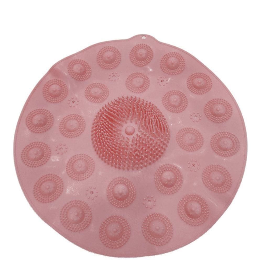 Tapete Silicone Redondo Antiderrapante Massageador Limpeza Pés Banho De Box Cor:rosa - Redondo