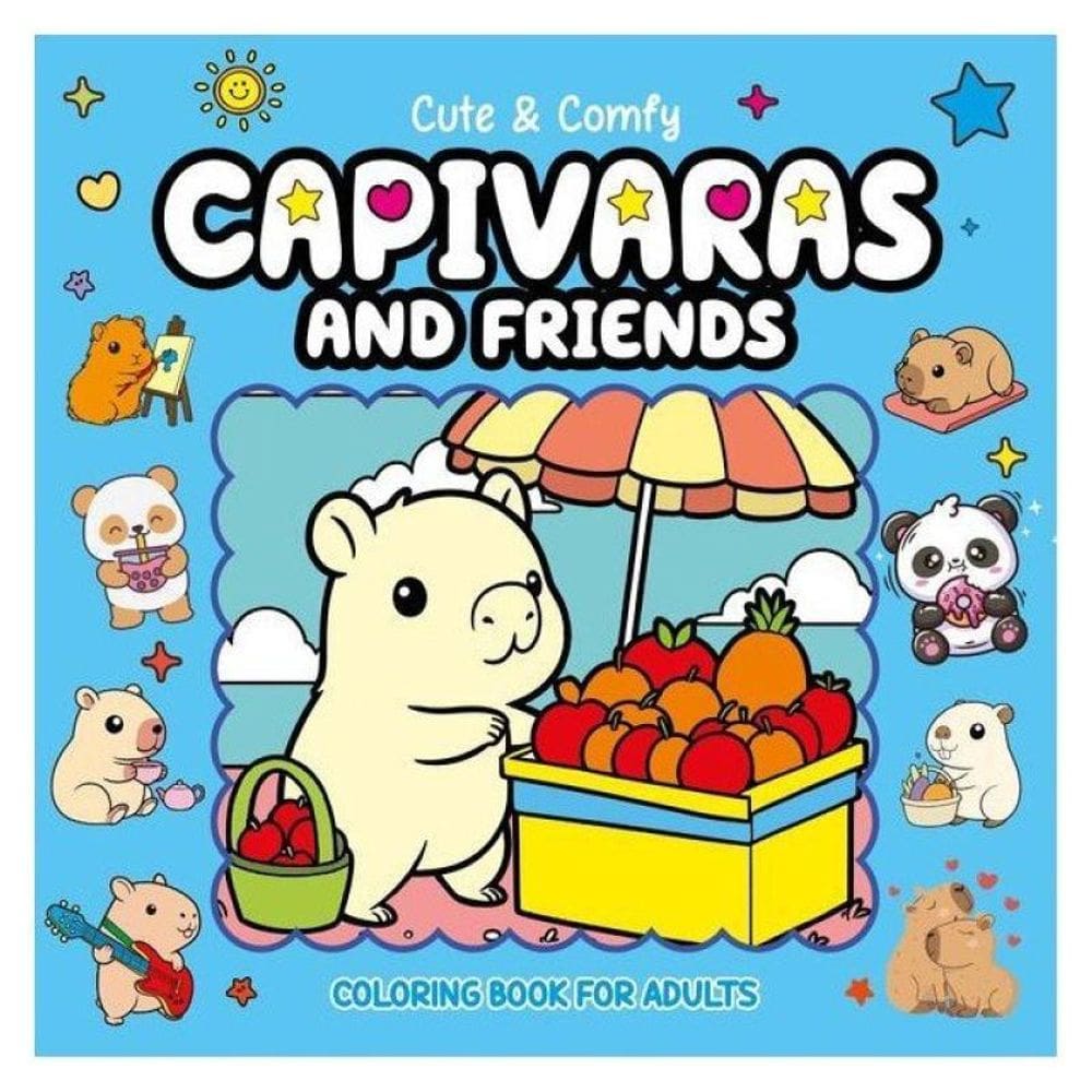 Cute & Comfy Coloring Book For Adults - Capivaras And Friends - Livro De Colorir Adulto