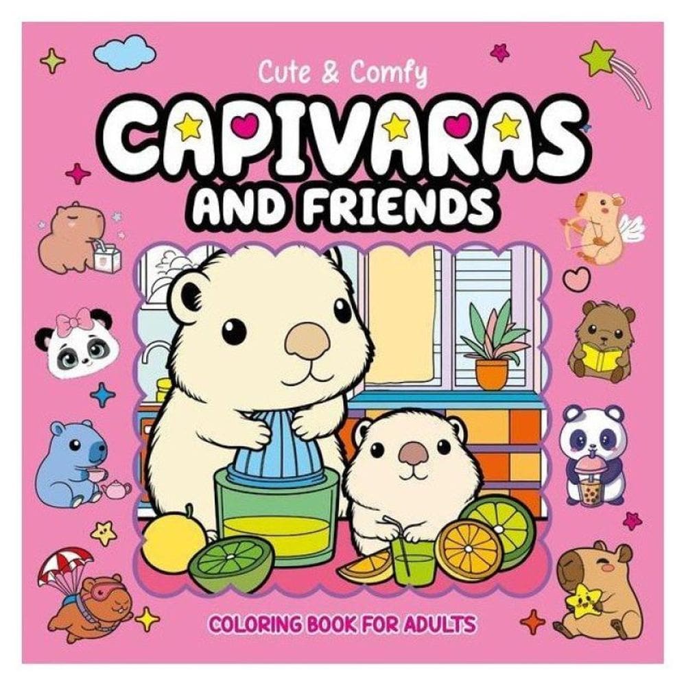 Cute & Comfy Coloring Book For Adults - Capivaras And Friends - Livro De Colorir Adulto