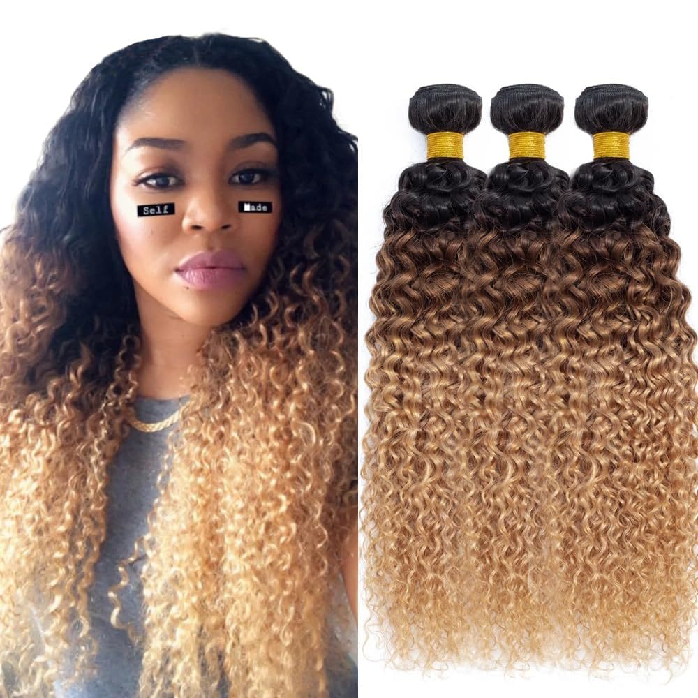 Pacotes de cabelo CnumGunm Kinky Curly 3 pacotes de 22 polegadas #27 #4