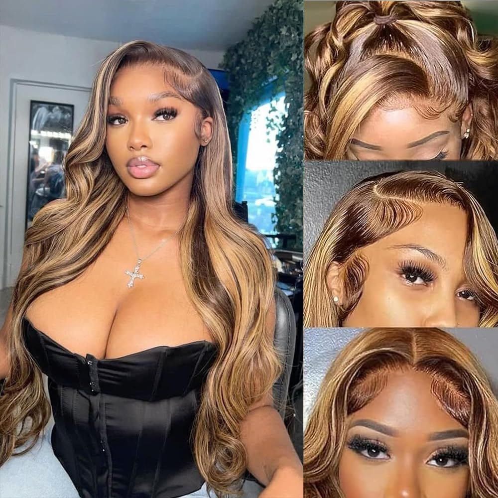 Peruca PIOGH Highlight Ombre Lace Front Human Hair 60 cm 180 mL