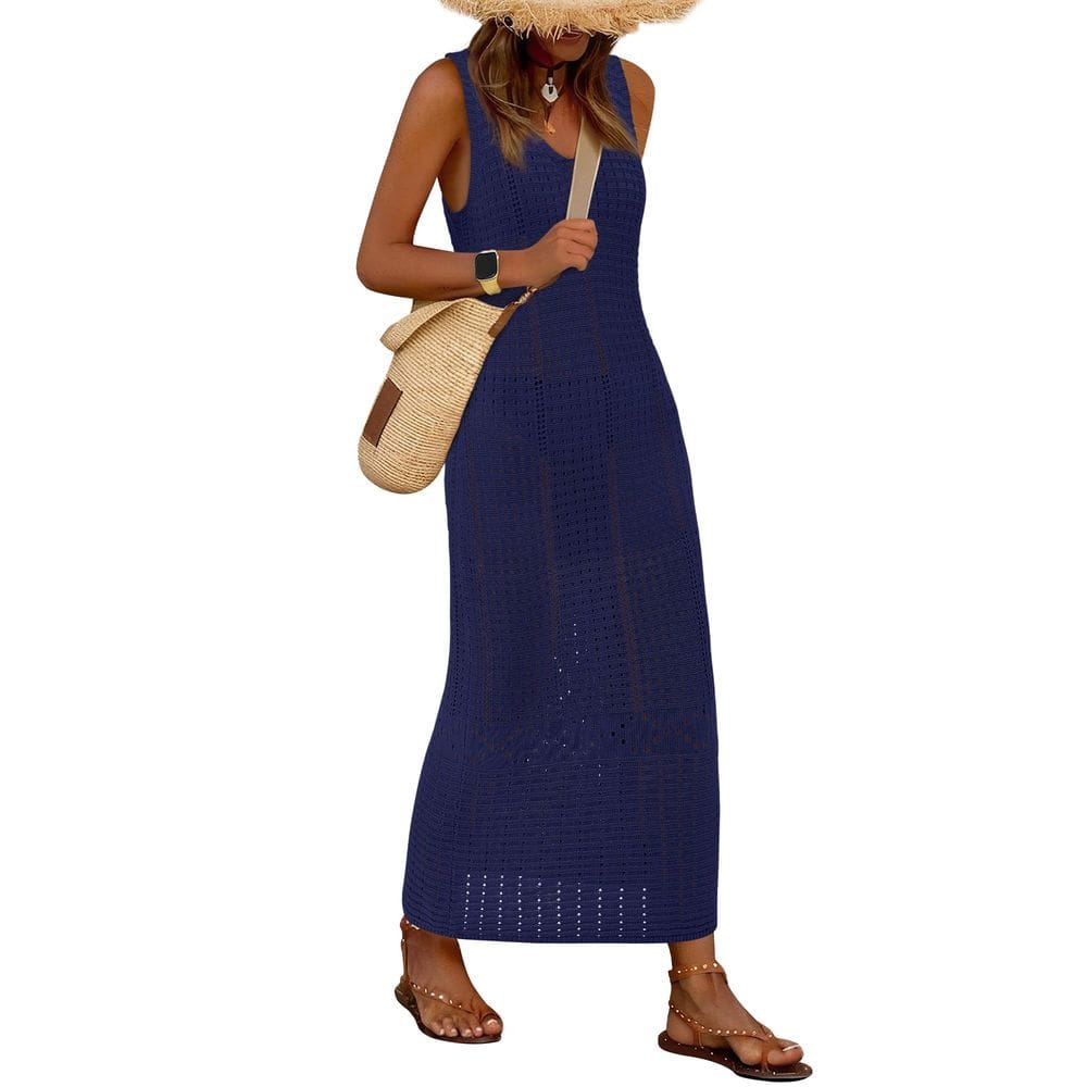 Swimsuit Cover Up BTFBM Crochet para mulheres tamanho azul