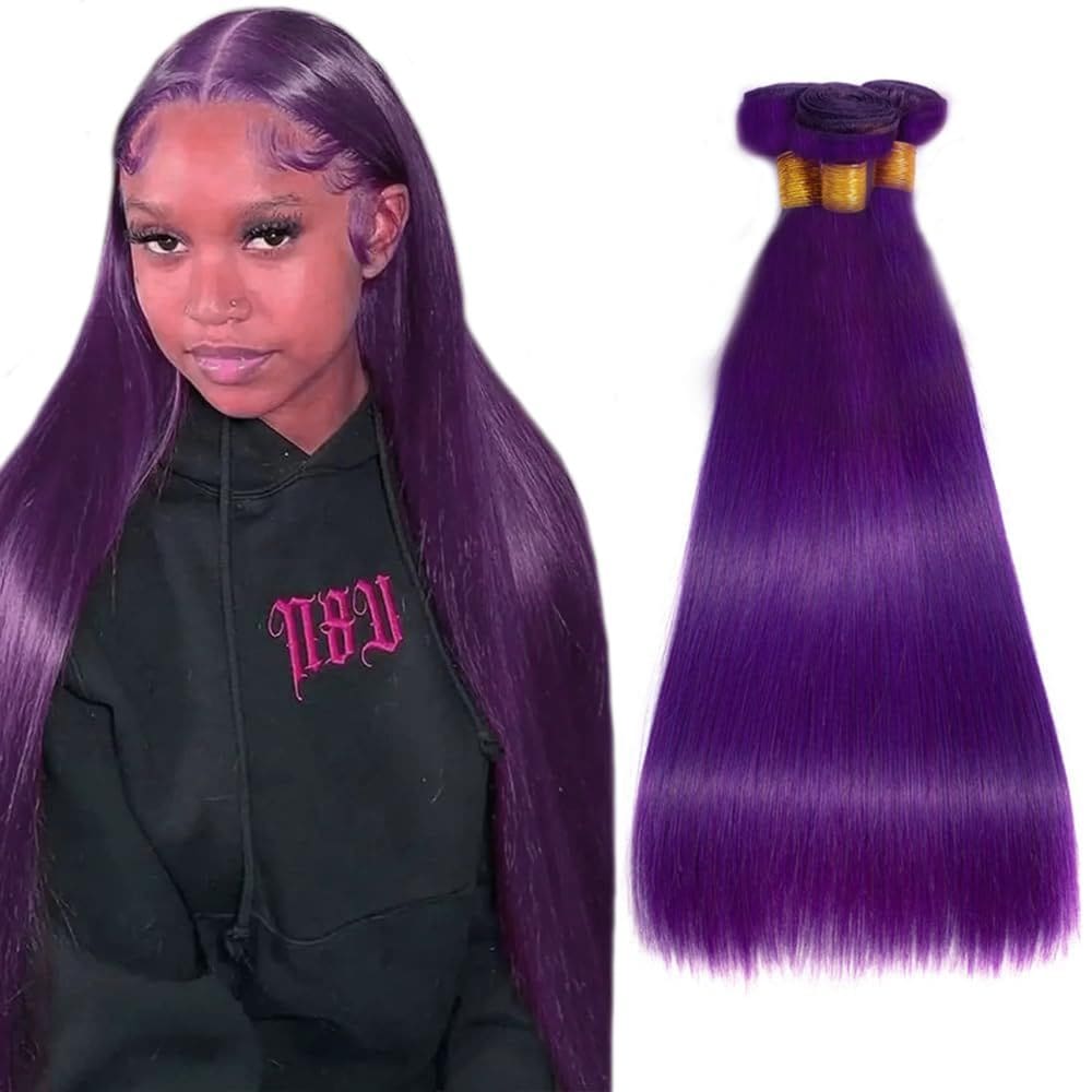Pacotes de cabelo HuxoWax Purple Straight Brazilian Virgin Remy