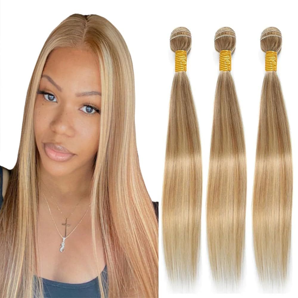 Pacotes de cabelo Nuailisex P27/613 Blonde Straight 25-35cm