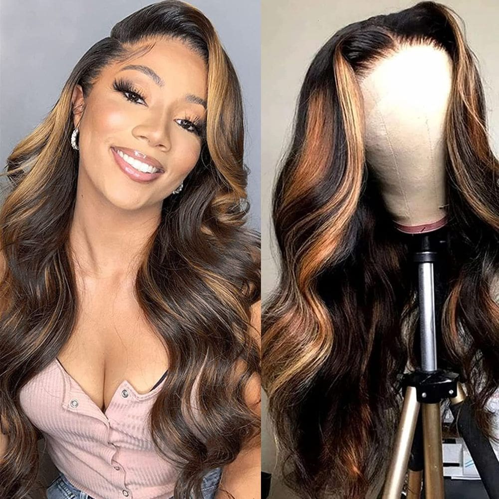 Peruca haha Brown Ombre Lace Closure Cabelo humano 40cm 150% de densidade