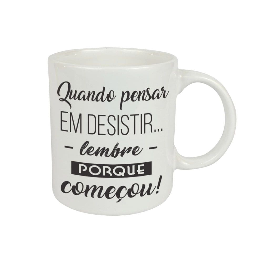 Caneca Cerâmica Regina Frases Motivacionais Preta e Branca 330ml - Item Variado