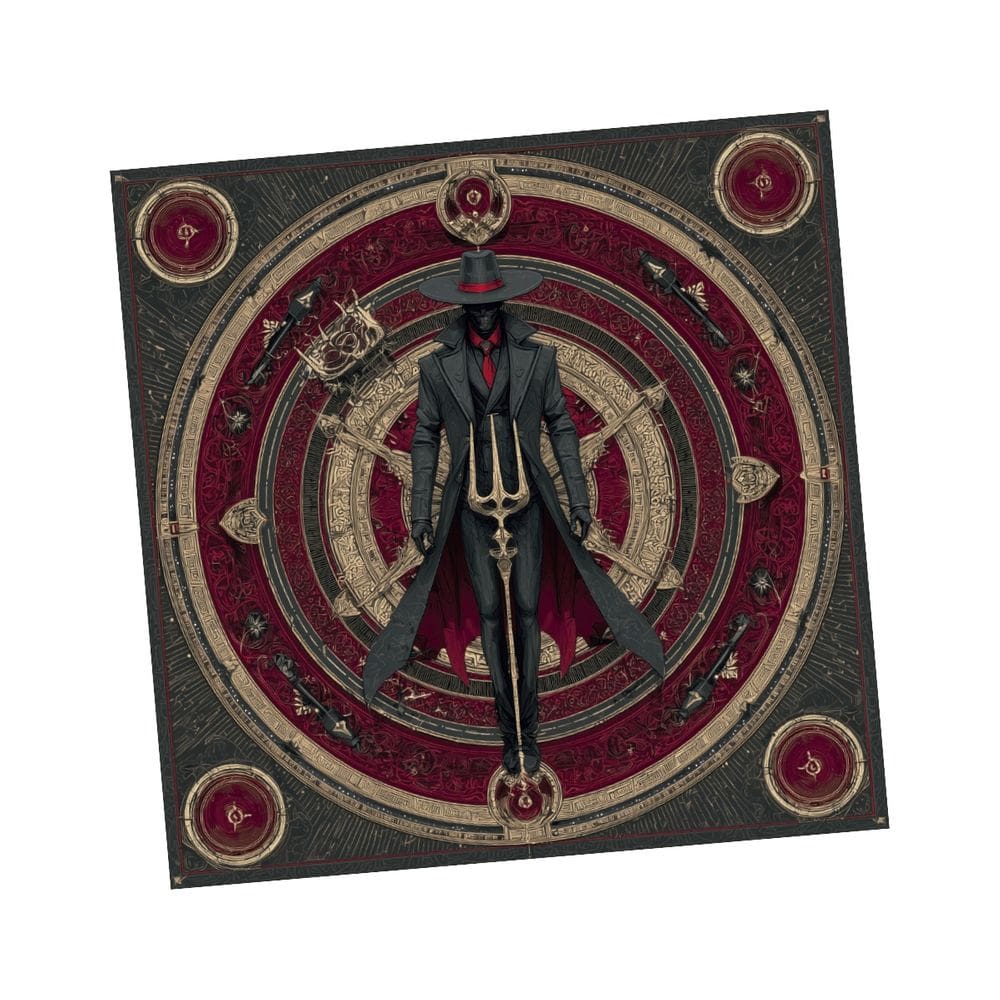 Toalha para Leitura de Exu Tridente Dourado Detalhado 70 cm