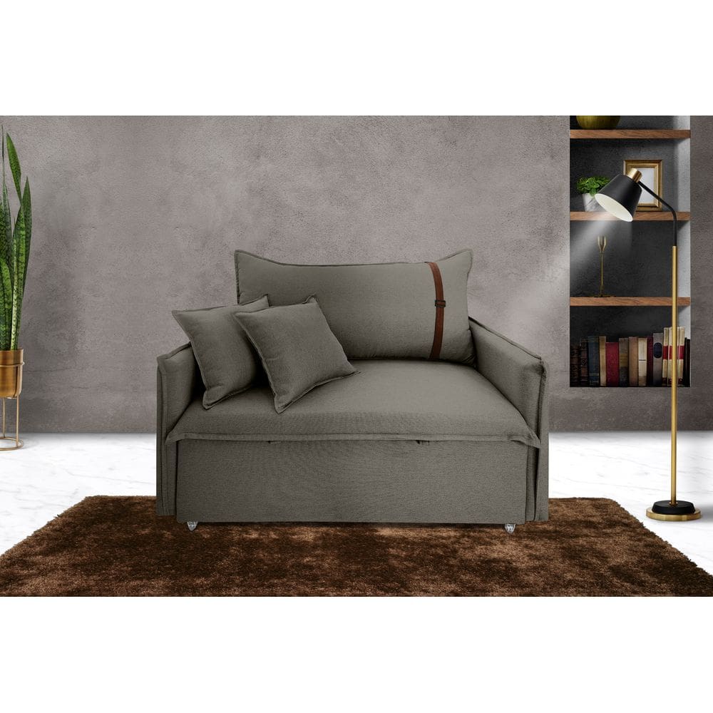 Poltrona Sofá Cama Valence Premium 90cm SoftGel D33 Linho Cinza