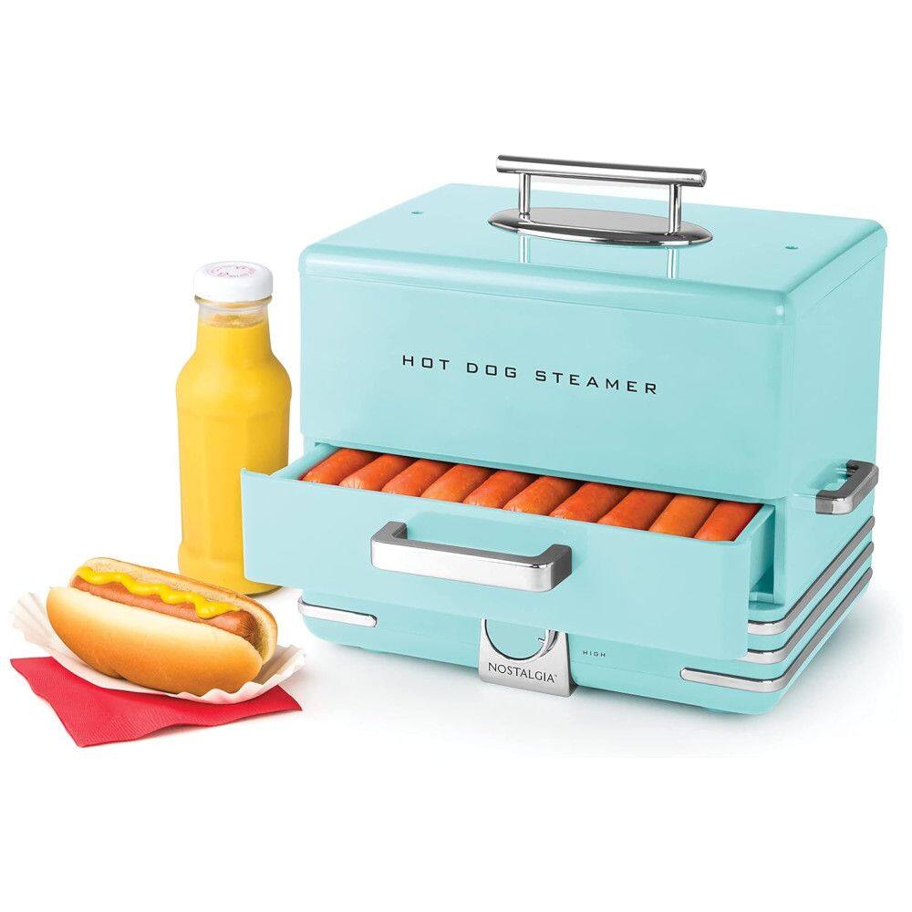 Máquina de Hot Dog Nostalgia até 20 Salsichas por Vez, Aço Inoxidável 110V 1500W Azul Turquesa