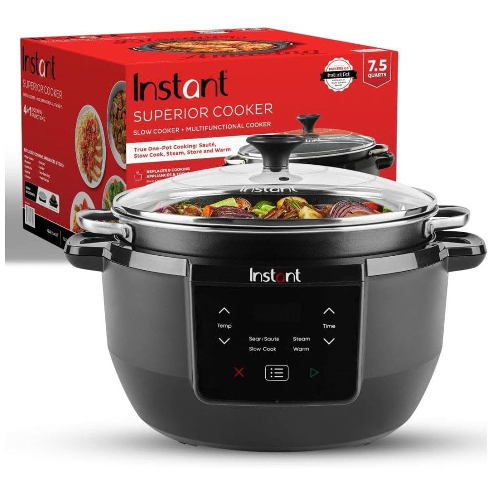 Panela Elétrica Multifuncional 4 em 1, Capacidade 7L com Tampa de Vidro e Display LED, 110V 800W, Instant Pot, Preta