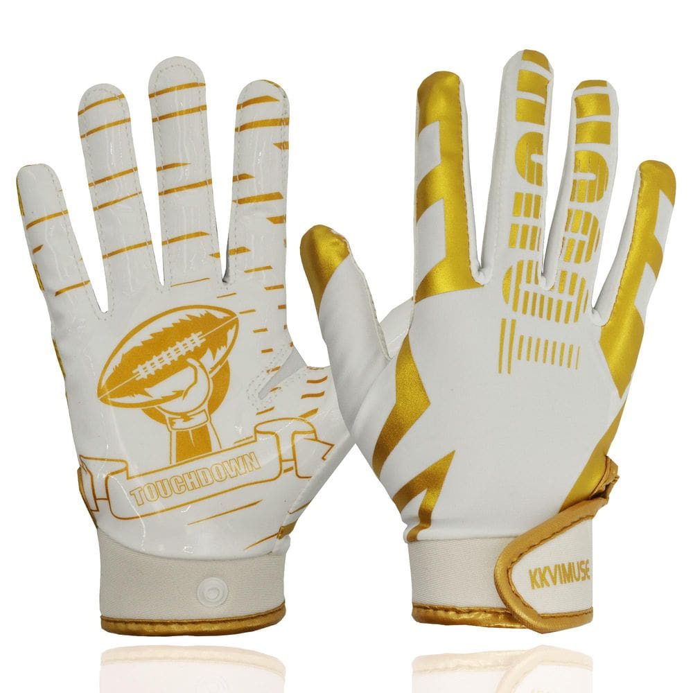 Luvas de futebol KKVIMUSE Youth Sticky Receiver brancas grandes