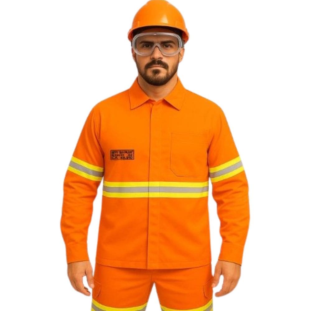 Camisa NR10 Manga Longa Faixa refletiva Sitel Neon Laranja