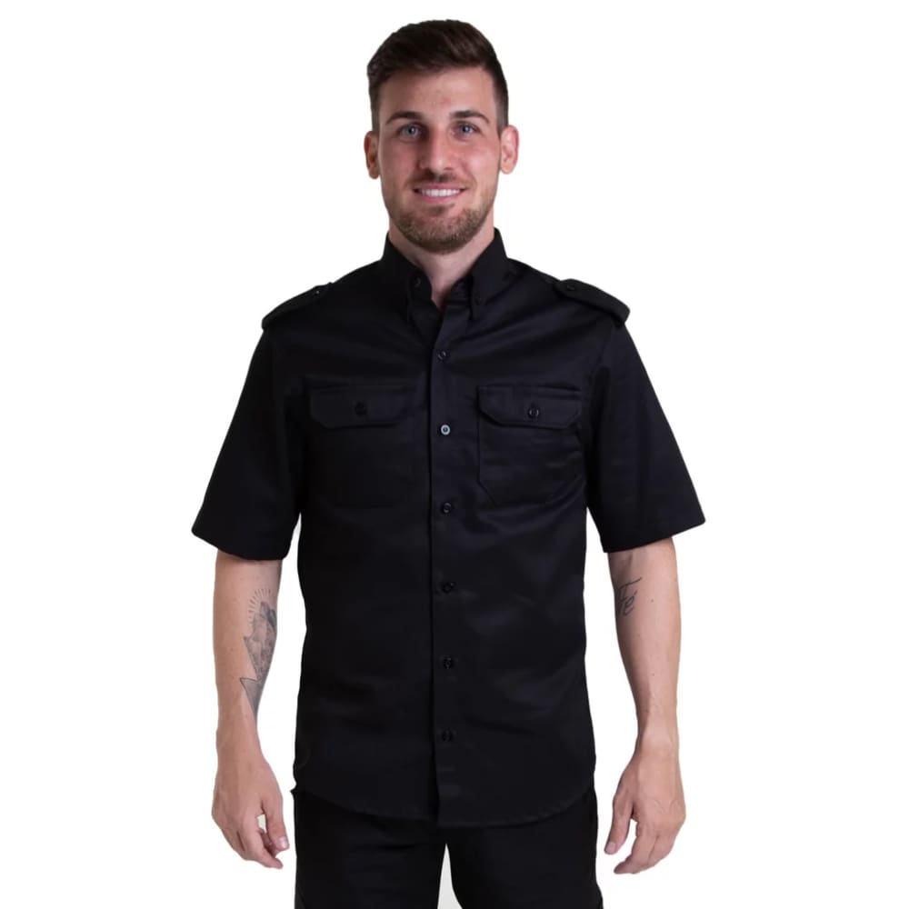 Camisa Vigilante Manga Curta Preta