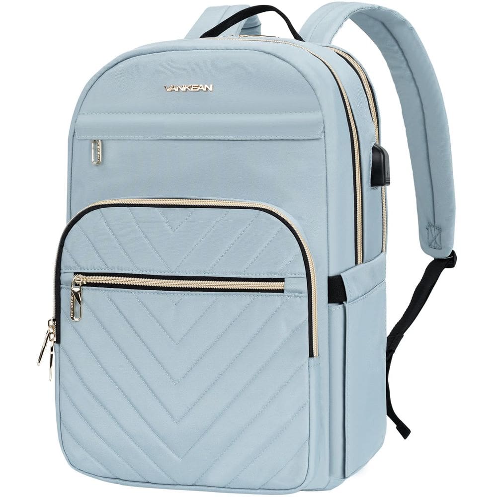 Mochila para laptop VANKEAN 15,6" impermeável para mulheres azul claro