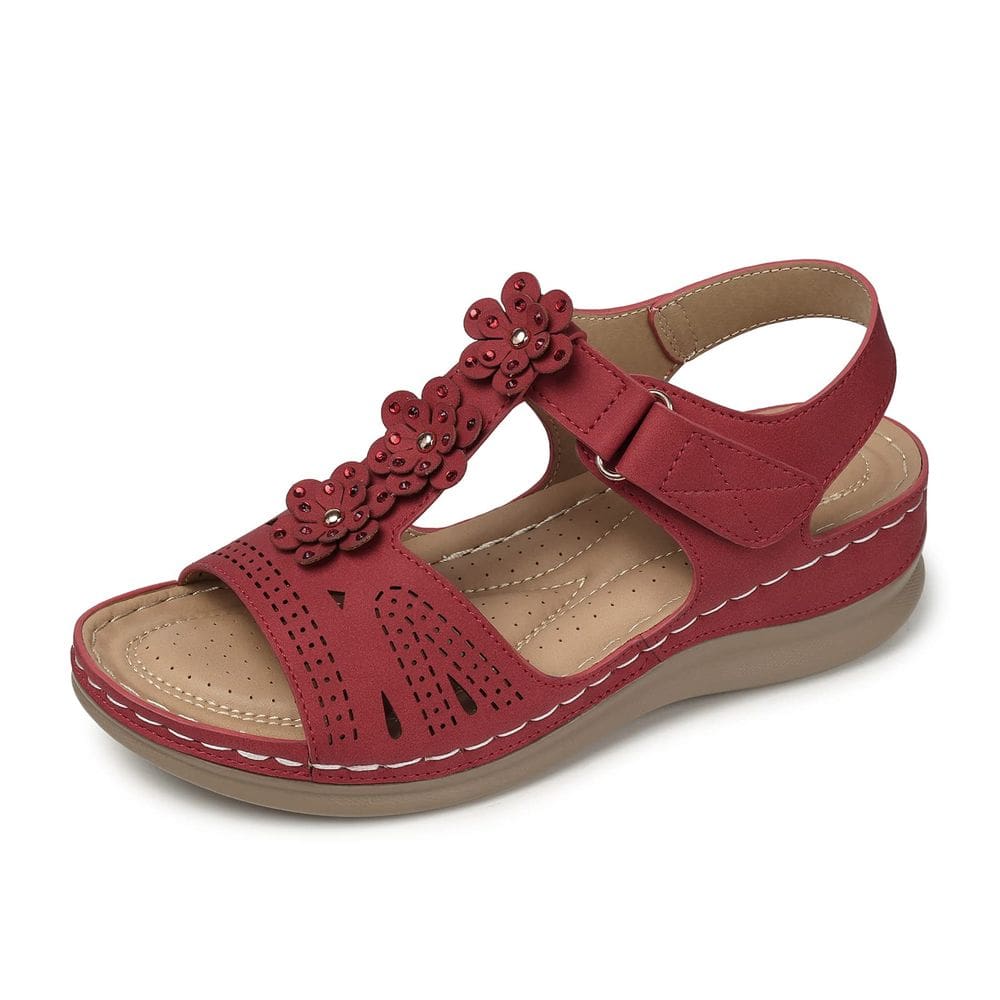 Sandálias de cunha SHIBEVER vermelhas para mulheres tamanho 8