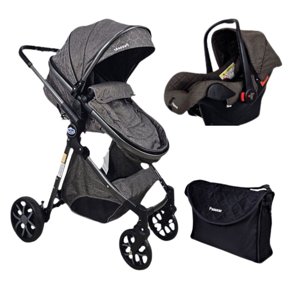 Carrinho Europeu Luxo Com Bolsa Ares Chocolate + Bebe Conforto - Passear Baby