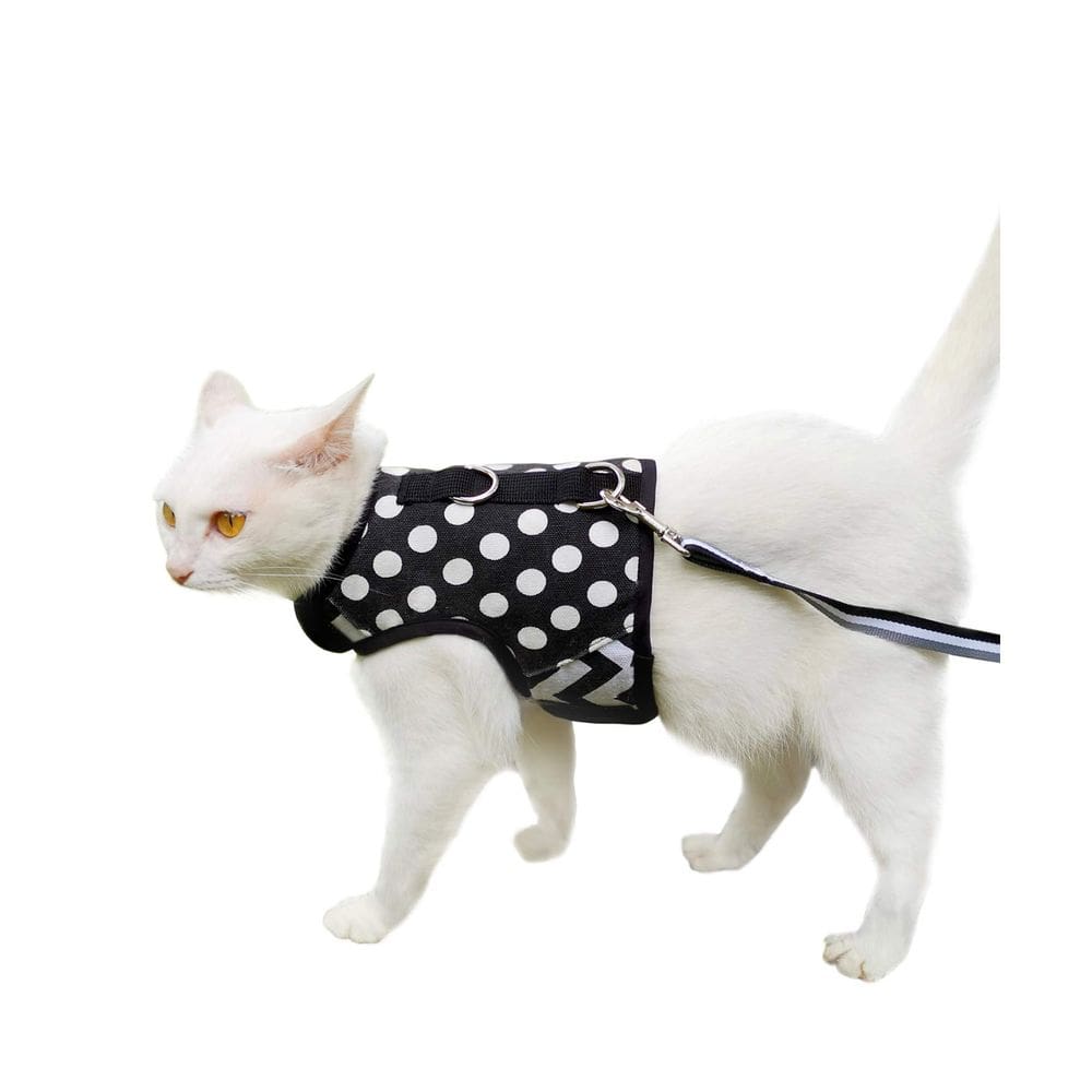 Conjunto de arnês e coleira para gatos YIZHI MIAOW ajustáveis de bolinhas