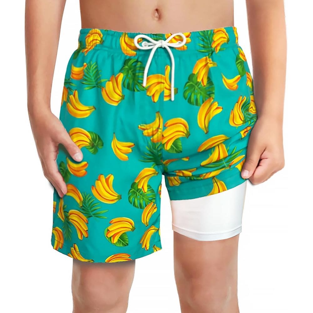Calções de natação LUCOWEE Little Boys Green Bananas 5T 6