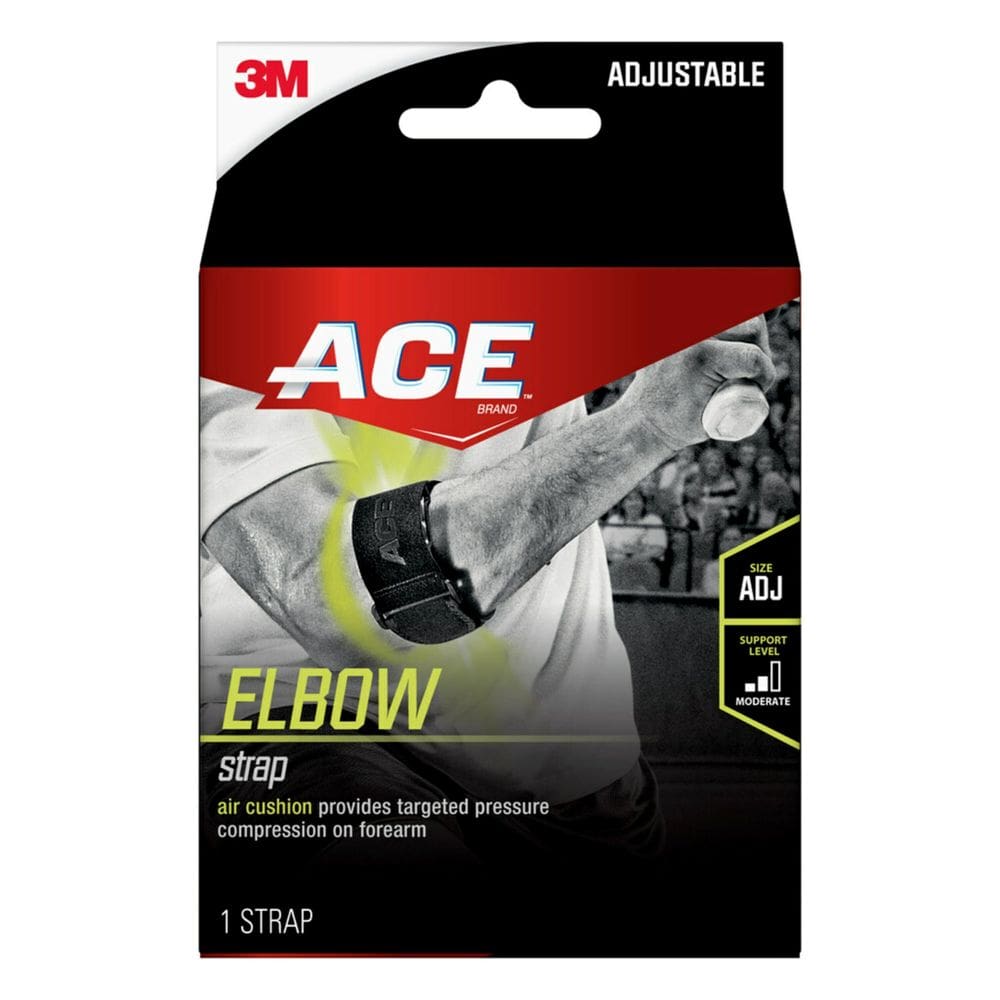 Alça de cotovelo de tênis ACE Sport ajustável preta, 1 pacote