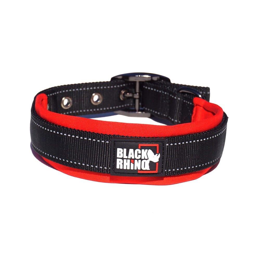 Coleira de cachorro Black Rhino, refletiva ajustável para cães grandes