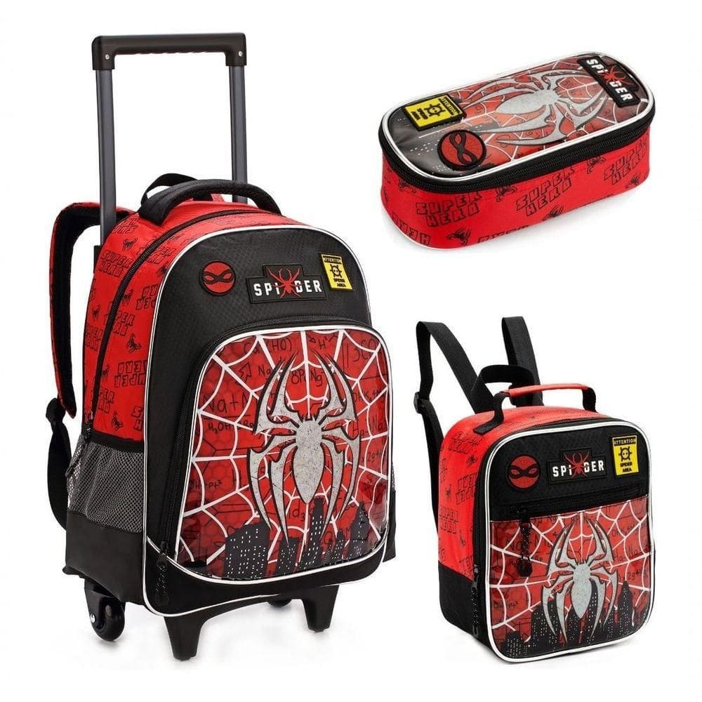Kit Mochila Infantil Rodinhas Multiverso Spider Dark Aranha
