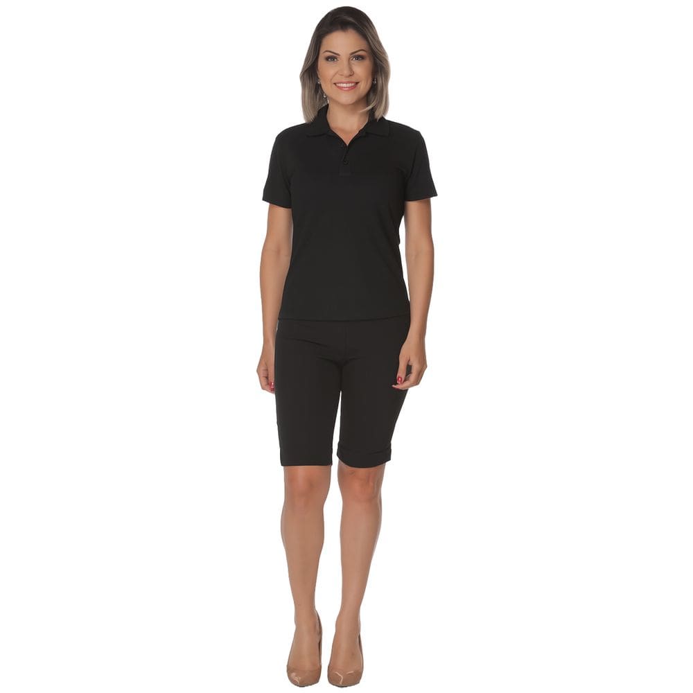 Camisa polo baby look 65% Poliéster e 35% Viscose
