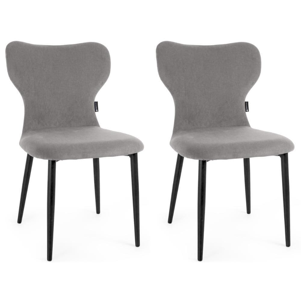 Kit 2 Cadeiras De Jantar Estofada Veludo Design Jacobsen - Cinza