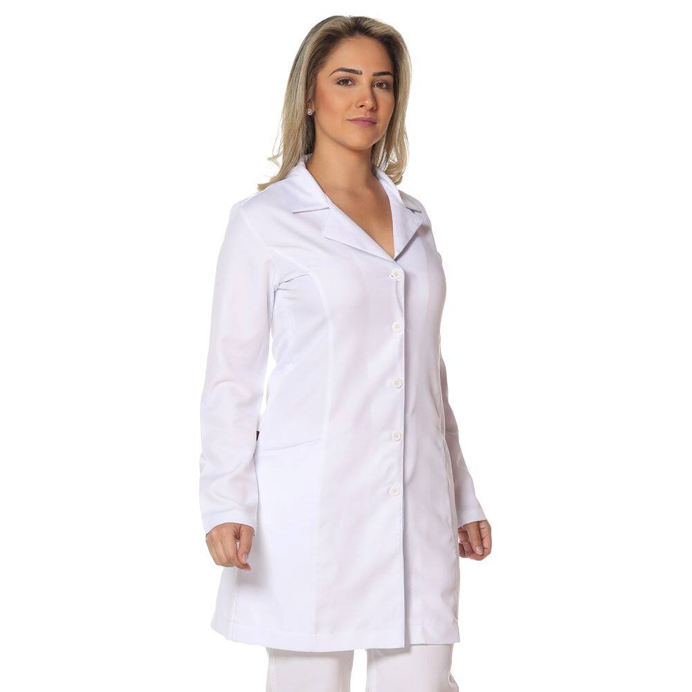 Jaleco feminino gabardine manga longa gola esporte