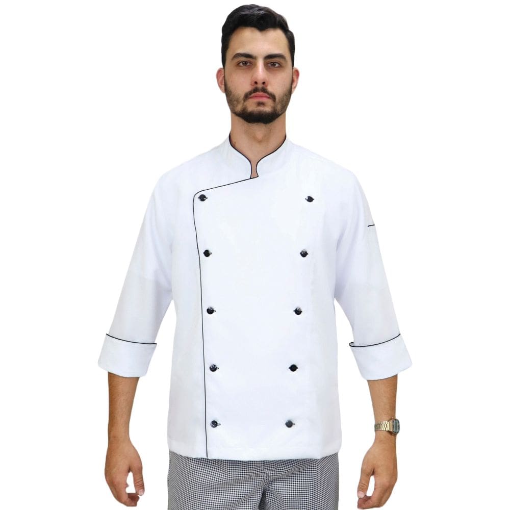 Dólmã chef de cozinha masculina manga 3/4