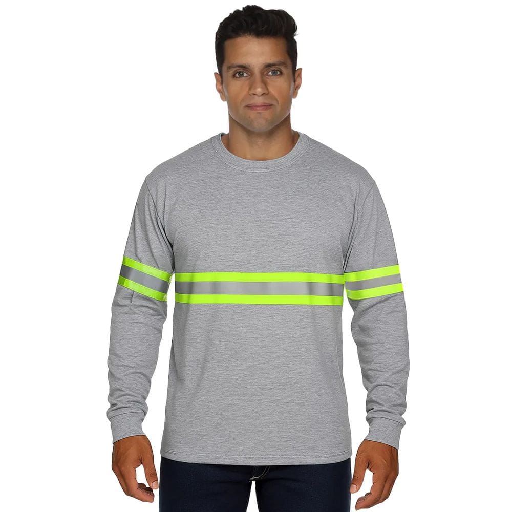 Camiseta manga longa com faixa refletiva 65% poliéster e 35% viscose
