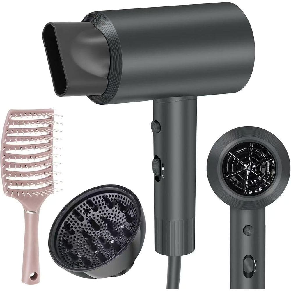 Secador de cabelo Dongxw 1600W Ionic com difusor cinza leve
