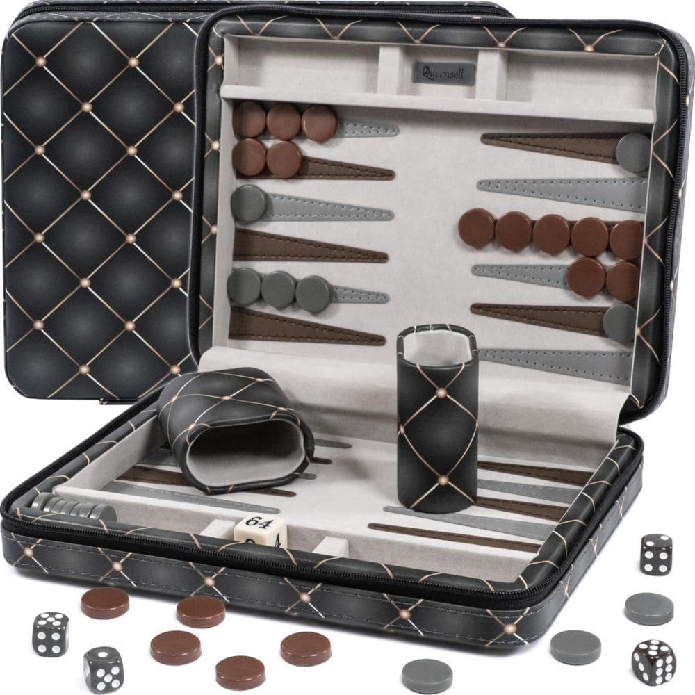 Conjunto de gamão Queensell Magnetic Travel 14 com 32 peças
