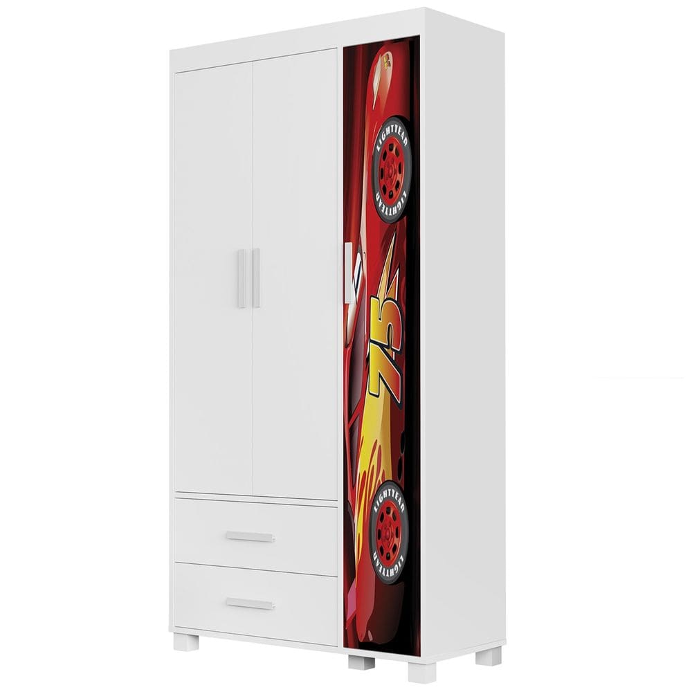 Guarda Roupa Infantil 89cm Com 3 Portas Carro Vermelho Z53 - Mpozenato