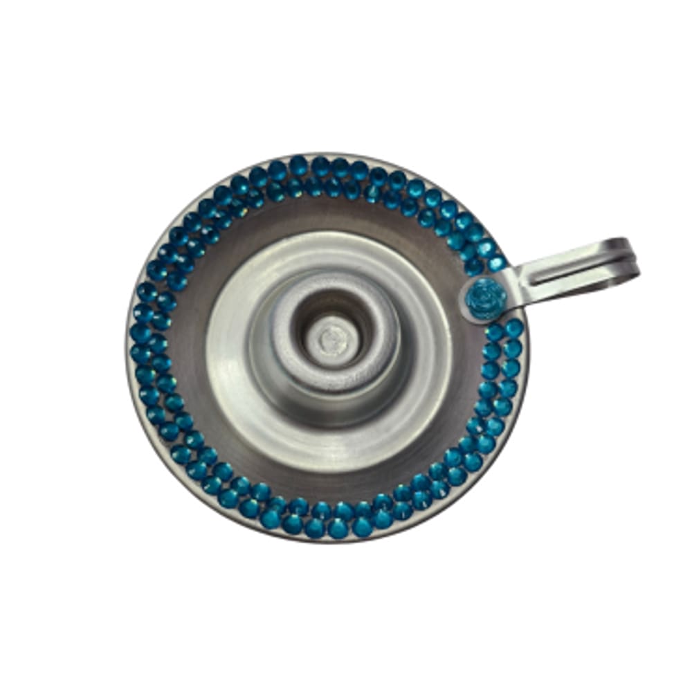 Suporte Castiçal Vela Palito Decorado Azul Alumínio 8,5 cm