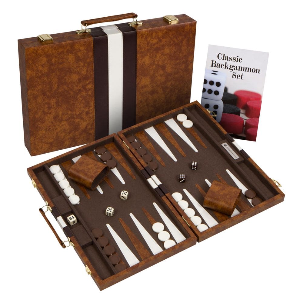 Conjunto de gamão Get The Games Out Travel Size com Guide Brown
