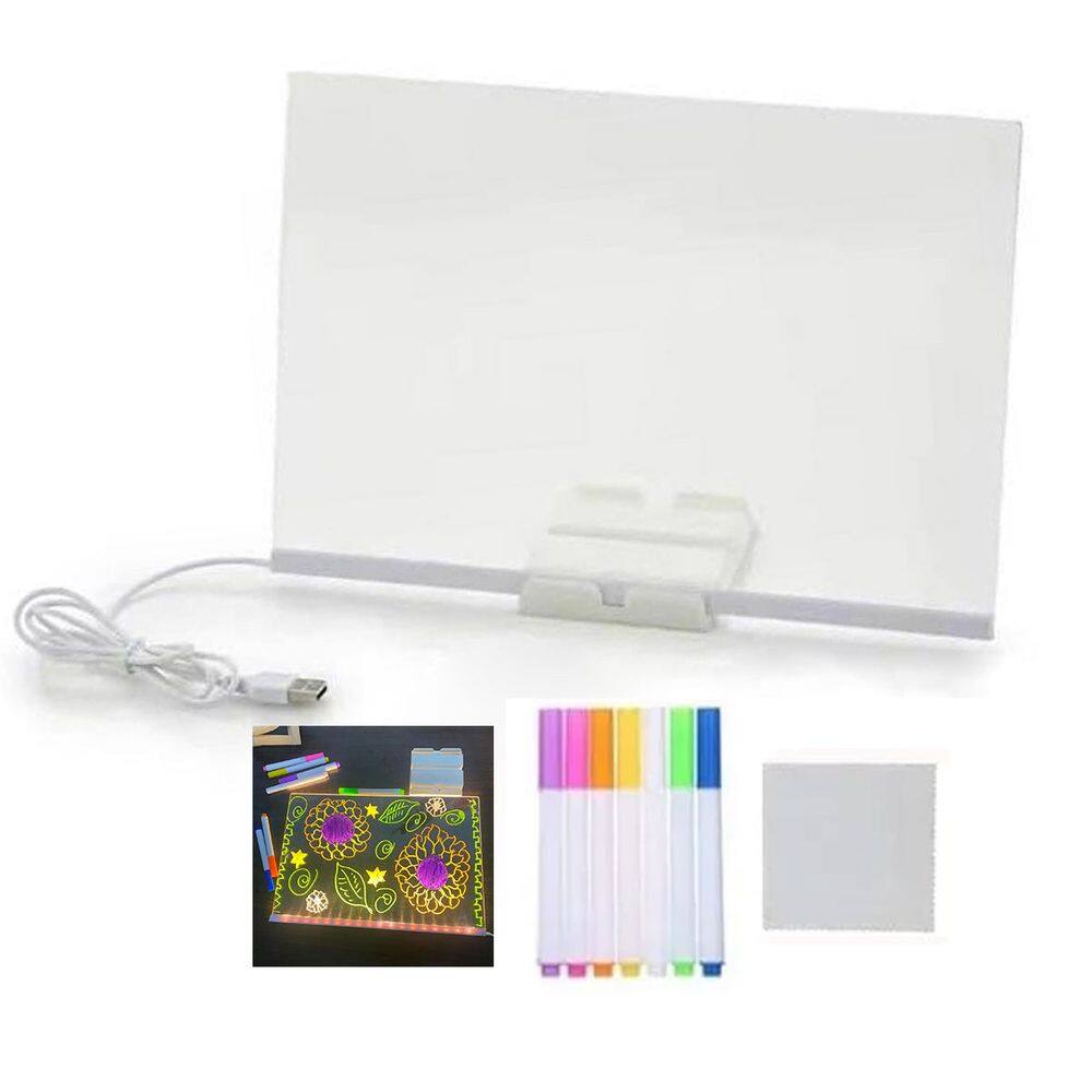 Lousa Luminaria LED Caneta Desenho Quadro Anotaçao Recado Escrita Decoraçao Mesa Trabalho Sala Quarto Casa Escritorio Escola