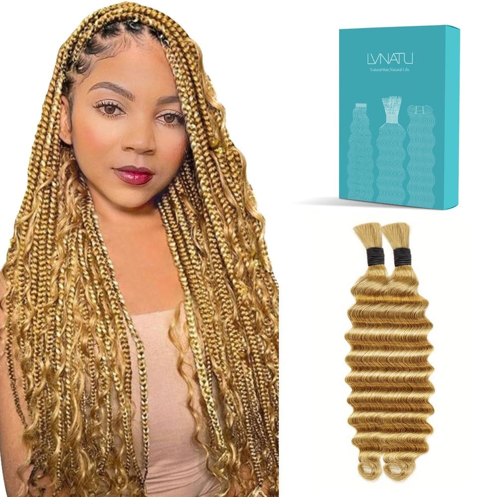 Human Hair Braiding Bulk Lvnatu Color 27 Boho Curls 22 polegadas