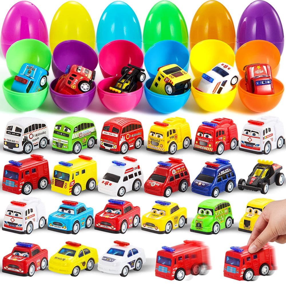 Ovos de Páscoa pré-preenchidos Mini Pull Back City Cars JOYIN x24 Kids