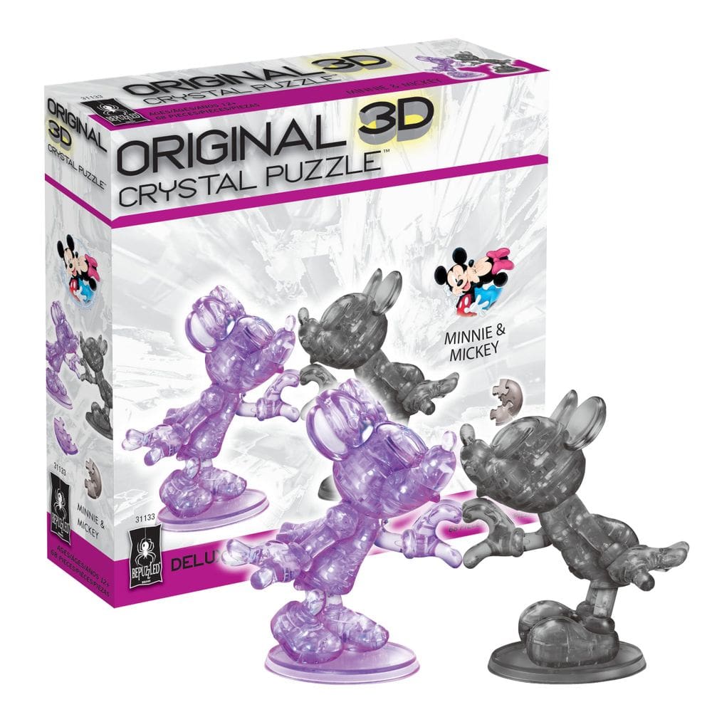 Quebra-cabeça de cristal 3D Disney Minnie e Mickey Mouse Heart
